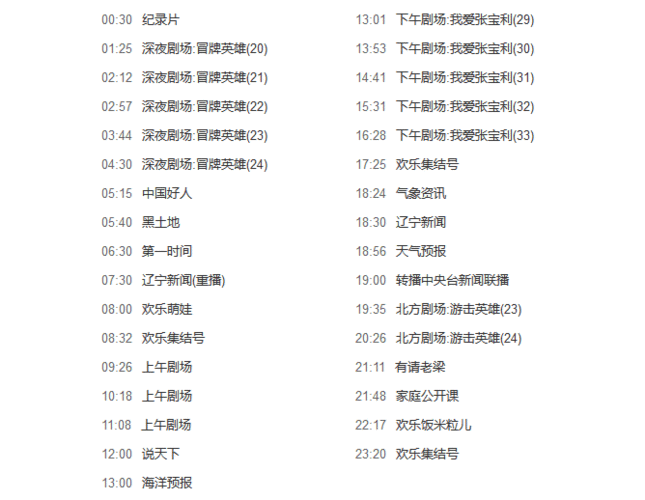 辽宁卫视节目预告_辽宁卫视节目预告直播_辽宁卫视节目预告录像回放
