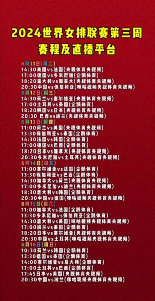 排球比赛时间表没有对土耳其复制两次_直播