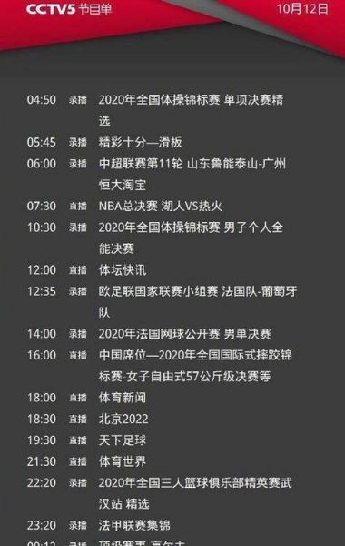 cctv5节目表nba（cctv5节目表nba篮球直）