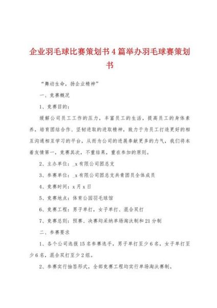 羽毛球比赛策划（羽毛球比赛策划书怎么写）