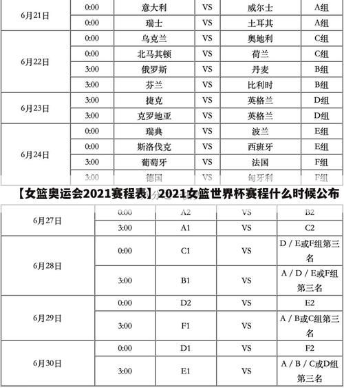 篮球赛程表2021（篮球赛程表模板）