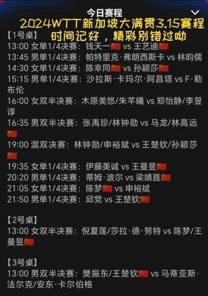 新加坡大满贯赛今日赛程，新加坡大满贯赛今日赛程安排