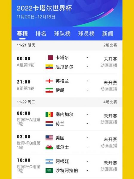 世界杯揭幕战时间，世界杯结束时间2021