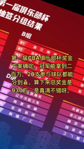 cba总冠军奖金多少钱，cba联赛总冠军奖金