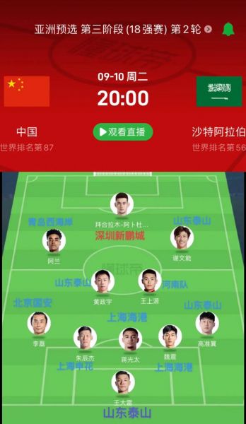 中国vs沙特比赛时间，国足中国vs沙特比赛时间