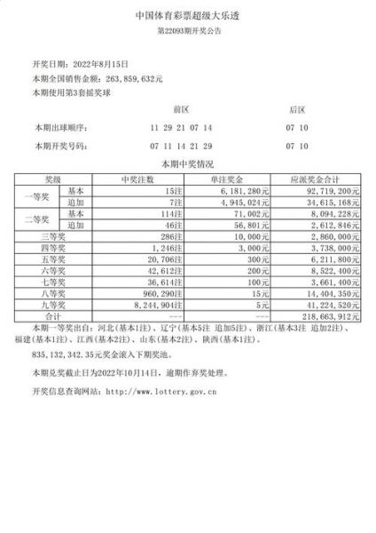 体彩网大乐透开奖公告，体彩网大乐透开奖公告结果