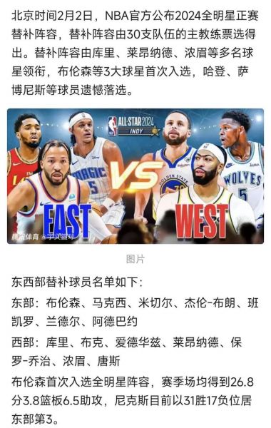 全明星替补名单2021，全明星替补名单出炉