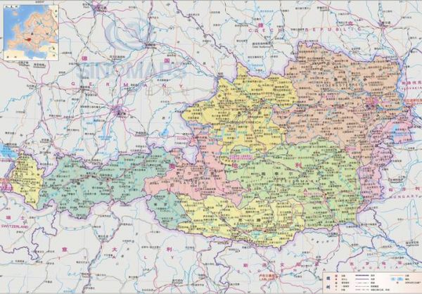 奥地利地图高清版大图，奥地利地图图片