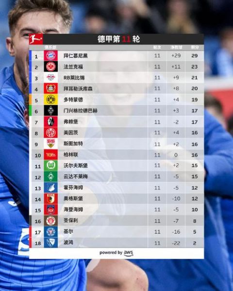 德甲积分榜新浪排名，德甲积分榜2019一2020新浪爱彩