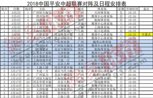 恒大中超赛程2021，恒大中超联赛