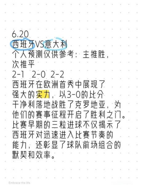 意大利对阵西班牙比分预测，意大利对西班牙比分推荐