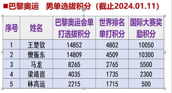 男乒乓球运动员排名，男乒乓球运动员排名怎么算的