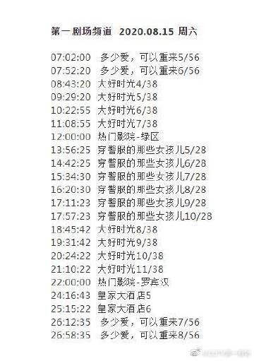 第一剧场节目表，cctv第一剧场节目表